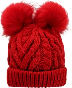 Huggalugs Fluffer Beanie Hat - Red, Small (0-6 months)