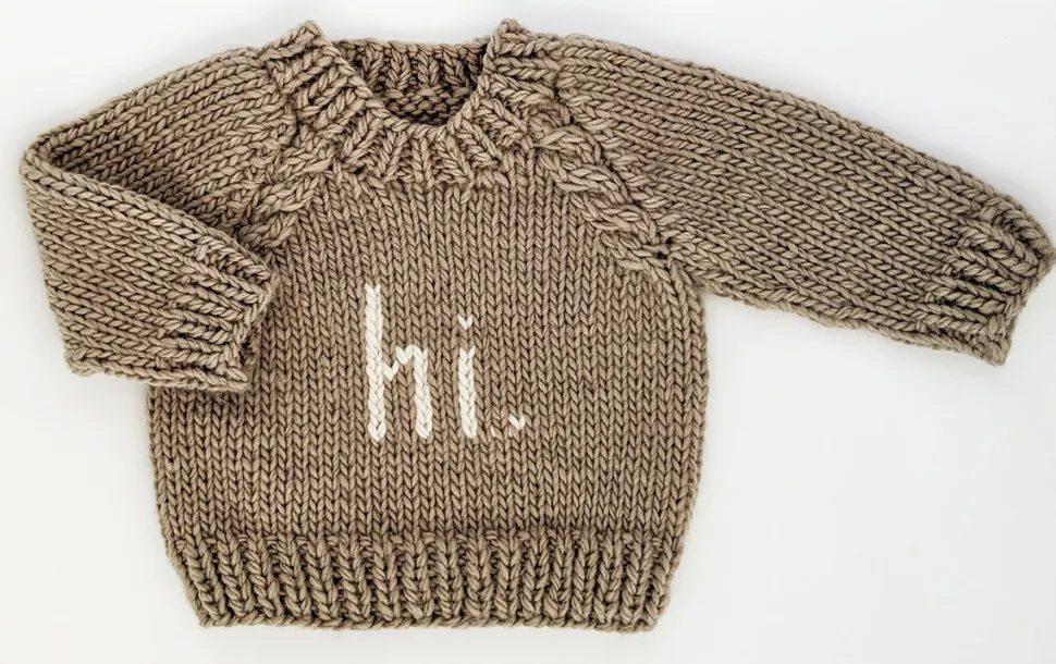 Huggalugs hi. Crew Neck Sweater - Pebble, 6-12 months