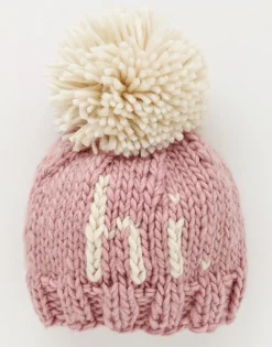 Huggalugs hi. Hand Knit Beanie Hat - Rosy, Medium (6-24 months)
