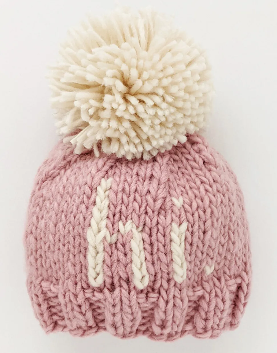 Huggalugs hi. Hand Knit Beanie Hat - Rosy, Small (0-6 months)