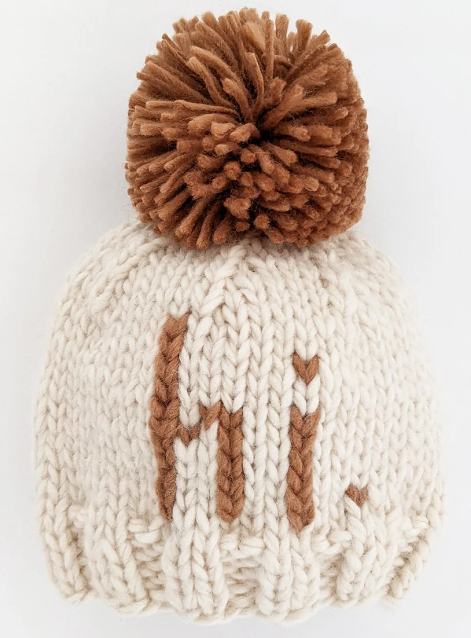 Huggalugs hi. Hand Knit Beanie Hat - Pecan, Large (2-6 years)
