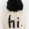 Huggalugs hi. Hand Knit Beanie Hat - Black, Small (0-6 months)