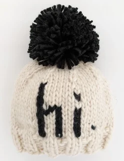Huggalugs hi. Hand Knit Beanie Hat - Black, Small (0-6 months)