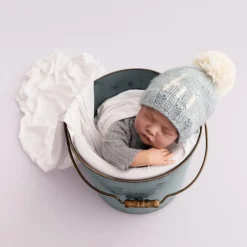 Huggalugs hi. Hand Knit Beanie Hat - Surf Blue, Medium (6-24 months)