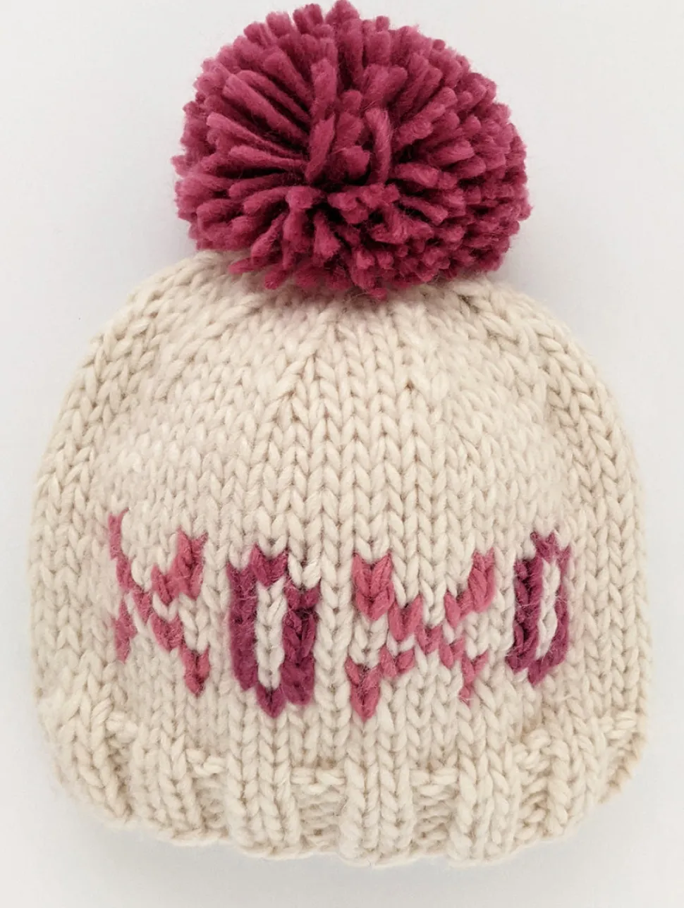 Huggalugs XOXO Valentine's Day Hand Knit Beanie Hat - Cream, Large (2-6 years)