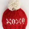Huggalugs XOXO Valentine's Day Hand Knit Beanie Hat - Red, X-Small (Newborn)