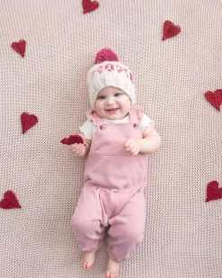 Huggalugs XOXO Valentine's Day Hand Knit Beanie Hat - Cream, Medium (6-24 months)