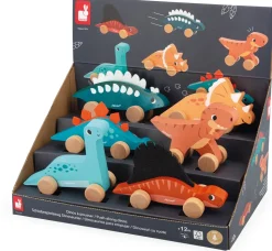 Janod Dino Push-Along Toys (6 Pack)