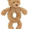 Jellycat Bartholomew Bear Ring Rattle, 7"