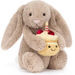 Jellycat Bashful Beige Bunny Birthday, 12"
