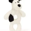 Jellycat Bashful Black & Cream Puppy Ring Rattle, 7"