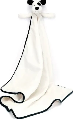Jellycat Bashful Black & Cream Puppy Blankie, 28"