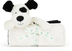 Jellycat Bashful Black & Cream Puppy Blankie, 28"