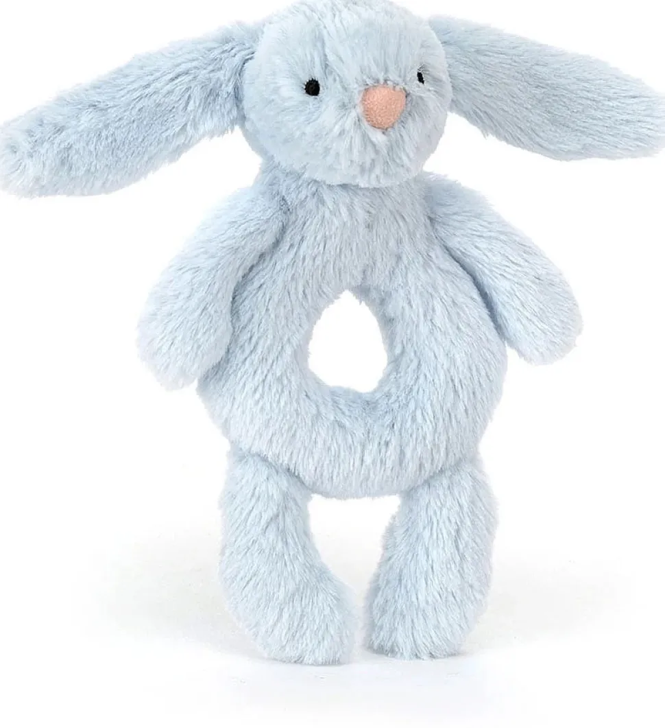 Jellycat Bashful Blue Bunny Ring Rattle, 7"