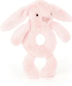 Jellycat Bashful Pink Bunny Ring Rattle, 7"