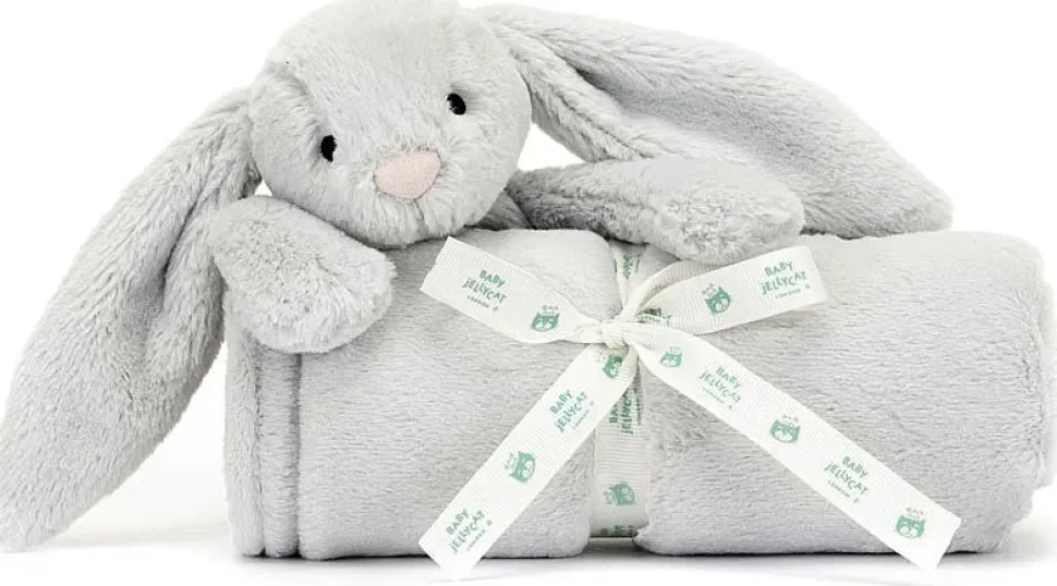 Jellycat Bashful Silver Bunny Blankie, 28"