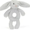 Jellycat Bashful Silver Bunny Ring Rattle, 7"