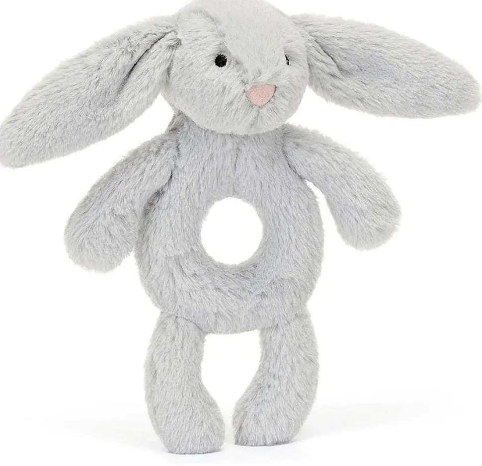 Jellycat Bashful Silver Bunny Ring Rattle, 7"