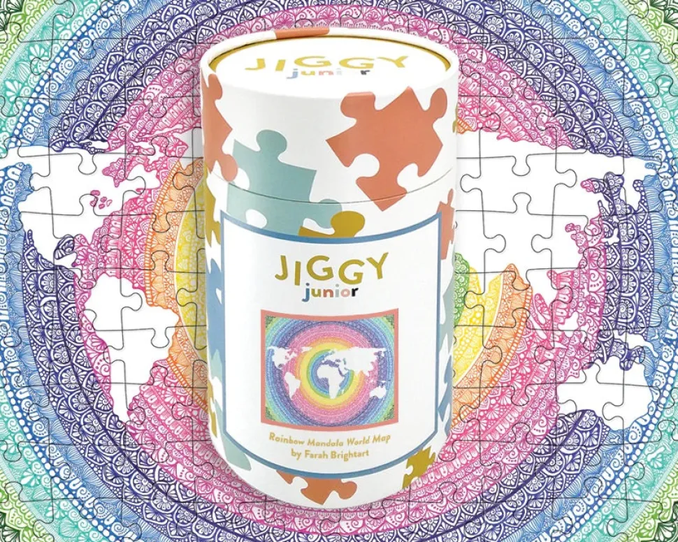 Jiggy Junior 100pc Puzzle - Rainbow Mandala World Map by Farah Brightart
