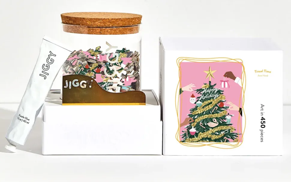 Jiggy 450pc Puzzle + Glue Kit - Tinsel Time by Ana Hard