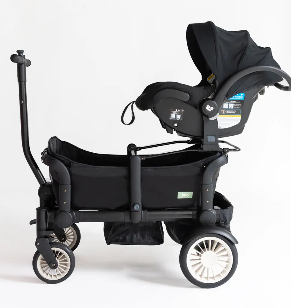 Joey (2 Seater) Stroller Wagon with 1 Canopy - Black