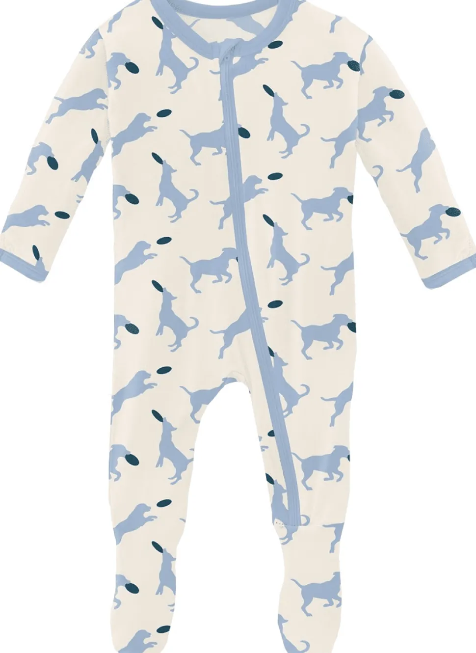 KicKee Pants Footie with Zipper - Natural Frisbee Labs, Newborn