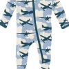 KicKee Pants Footie with Zipper - Pond Airplanes, Newborn