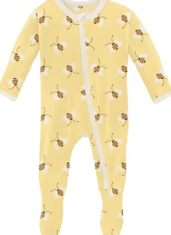 KicKee Pants Footie with Zipper - Wallaby Bees, Newborn