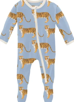 KicKee Pants Footie with Zipper - Pond Tiger, 0-3 Months