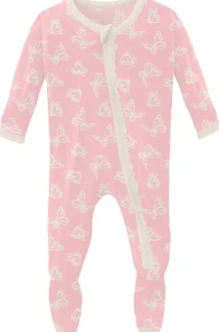 KicKee Pants Muffin Ruffle Footie with Zipper - Lotus Butterfly, 12-18 Months