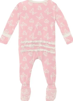 KicKee Pants Muffin Ruffle Footie with Zipper - Lotus Butterfly, 0-3 Months