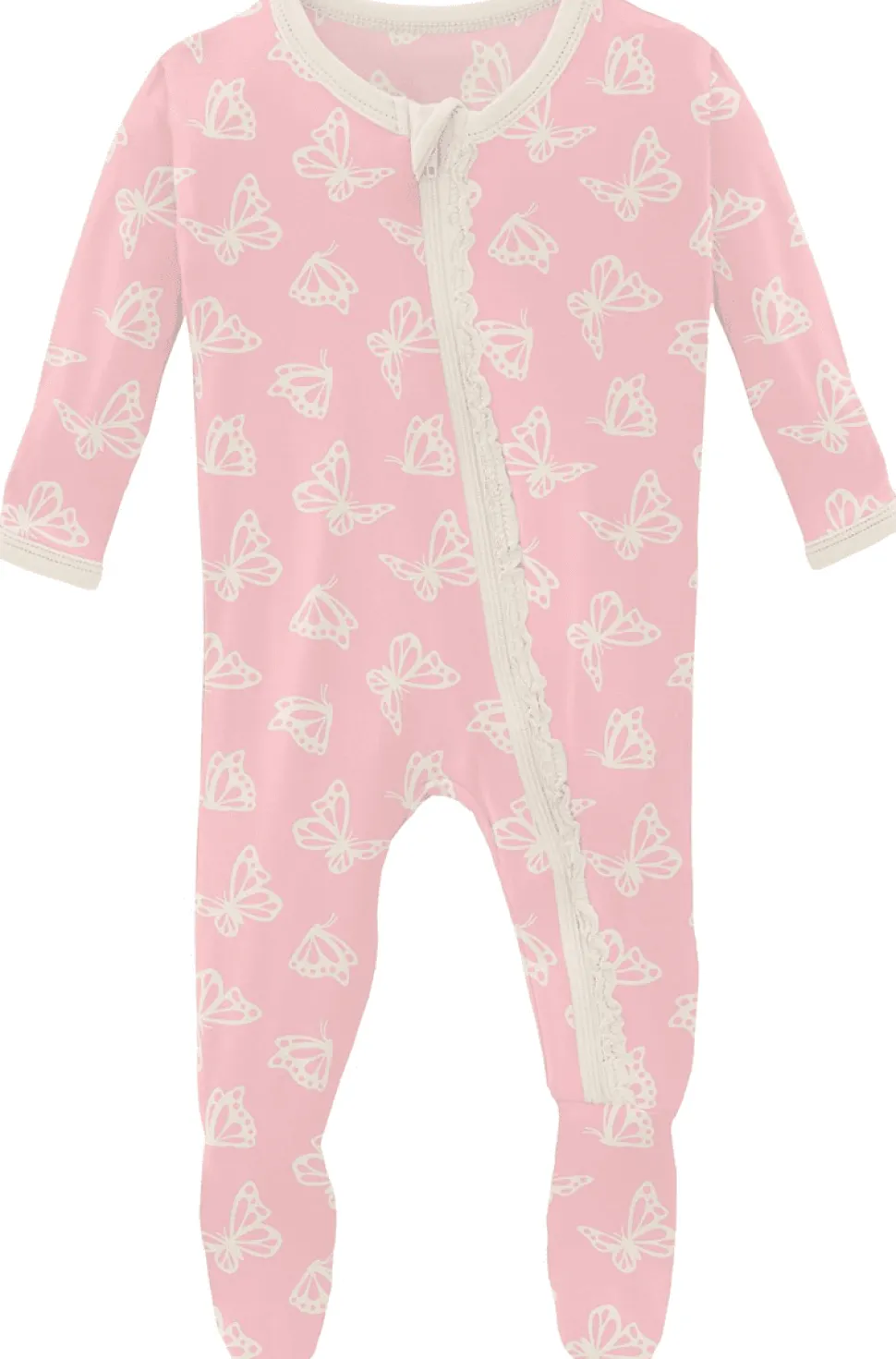 KicKee Pants Muffin Ruffle Footie with Zipper - Lotus Butterfly, 3-6 Months