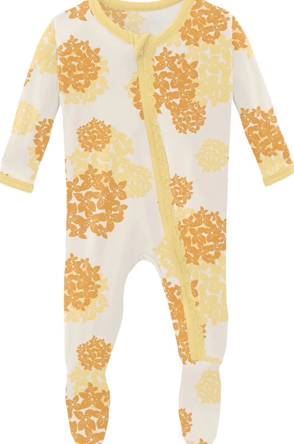 KicKee Pants Muffin Ruffle Footie with Zipper - Wallaby Hydrangea, 0-3 Months