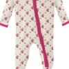 KicKee Pants Muffin Ruffle Footie with Zipper - Natural Rose Trellis, Newborn