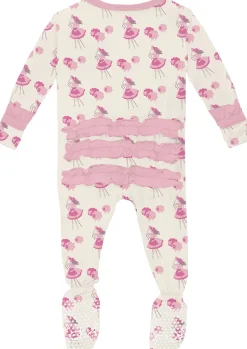 KicKee Pants Print Classic Ruffle Footie with 2 Way Zipper - Natural Little Bo Peep, 0-3 Months