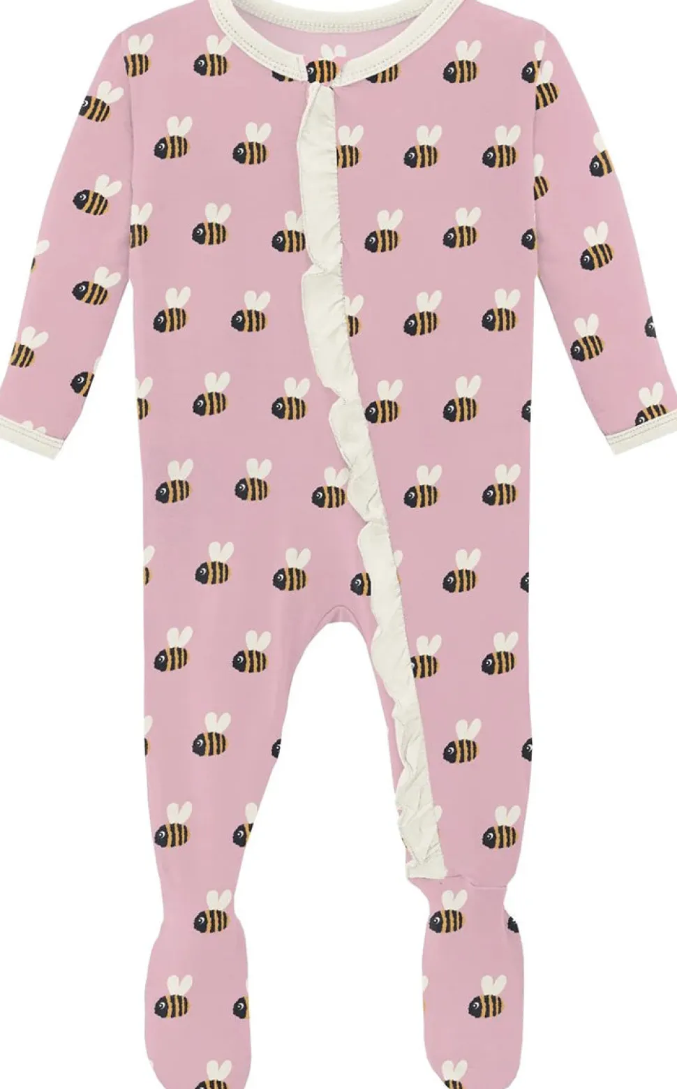 KicKee Pants Print Classic Ruffle Footie with 2 Way Zipper - Cake Pop Baby Bumblebee, 3-6 Months