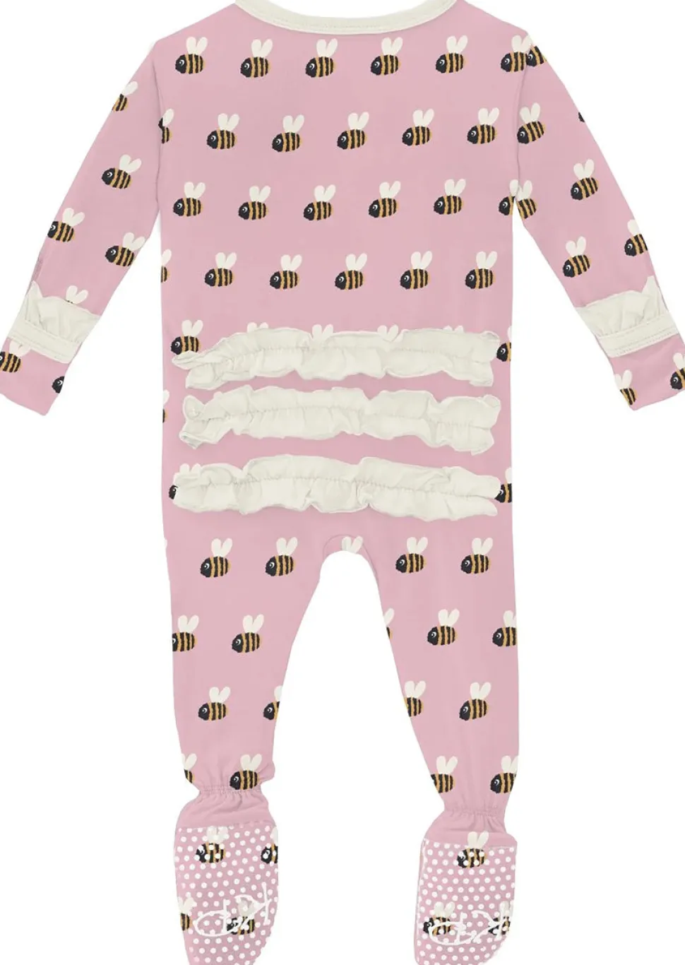 KicKee Pants Print Classic Ruffle Footie with 2 Way Zipper - Cake Pop Baby Bumblebee, 3-6 Months