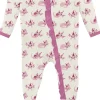 KicKee Pants Print Classic Ruffle Footie with 2 Way Zipper - Natural Axolotl Party, 3-6 Months