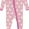 KicKee Pants Print Classic Ruffle Footie with 2 Way Zipper - Cake Pop Swan Princess, 0-3 Months