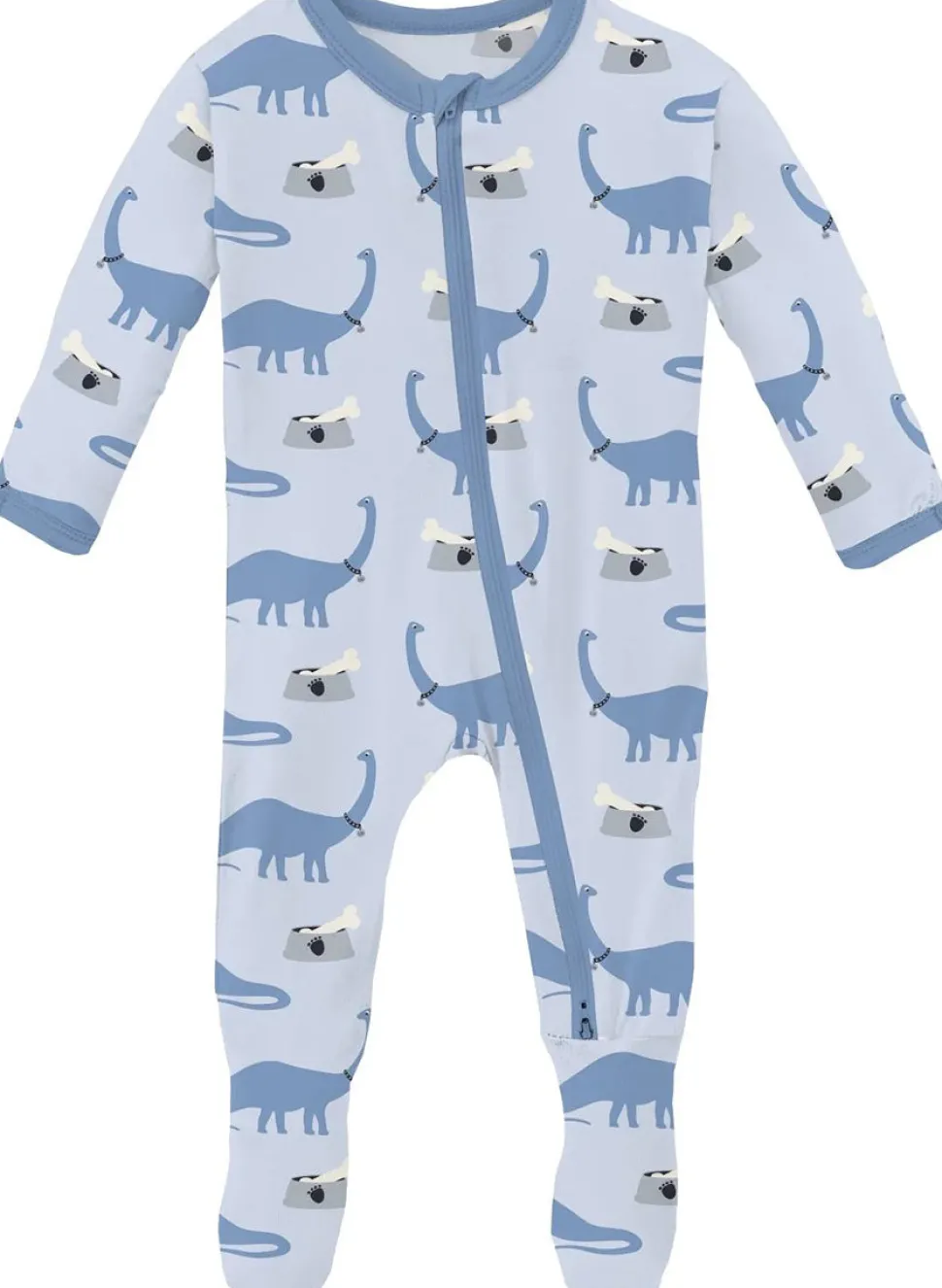 KicKee Pants Print Footie with 2 Way Zipper - Dew Pet Dino, Newborn