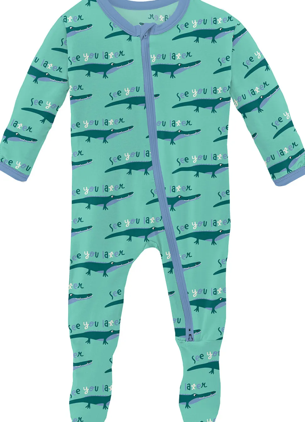 KicKee Pants Print Footie with 2 Way Zipper - Glass Later Alligator, Newborn