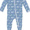 KicKee Pants Print Footie with 2 Way Zipper - Dream Blue Axolotl Party,3-6 M