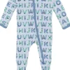 KicKee Pants Print Footie with 2 Way Zipper - Dew ABC Monsters, Newborn