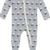 KicKee Pants Print Footie with 2 Way Zipper - Pearl Blue Baby Bumblebee, 3-6 Months