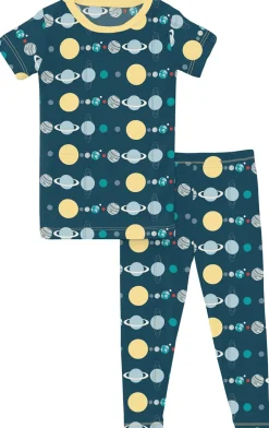 KicKee Pants Short Sleeve Pajama Set - Peacock Planets, 5 Years