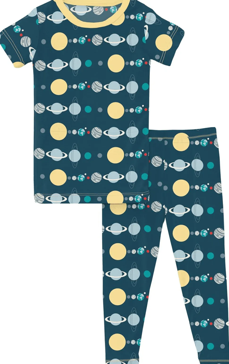 KicKee Pants Short Sleeve Pajama Set - Peacock Planets, 2T