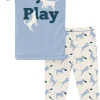 KicKee Pants Short Sleeve Graphic Tee Pajama Set - Natural Frisbee Labs, 3T