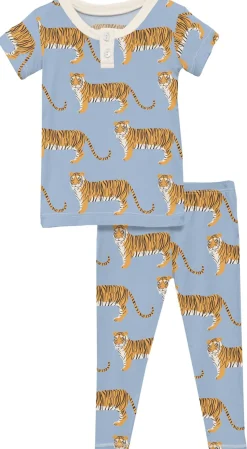 KicKee Pants Short Sleeve Henley Pajama Set - Pond Tiger, 4T