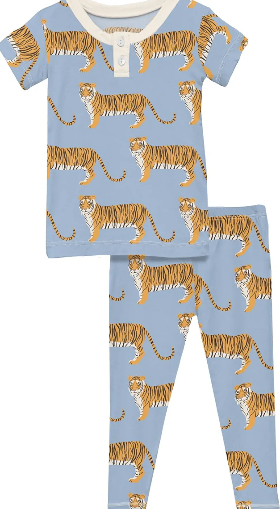 KicKee Pants Short Sleeve Henley Pajama Set - Pond Tiger, 3T