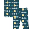 KicKee Pants Short Sleeve Pajama Set - Peacock Planets, 3T